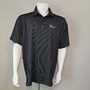 Under Armour The Leged Black and Grey Striped Polo Shirt UA Heatgear